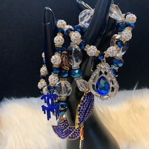 Bracelet set four stack with charms